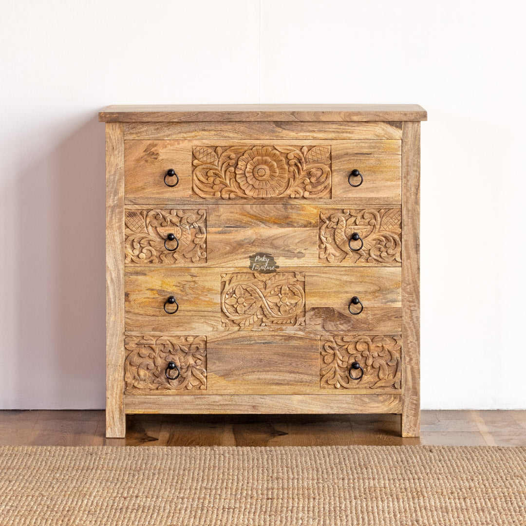 Vintage Carved Chest of Drawers - AB25FB-1-11