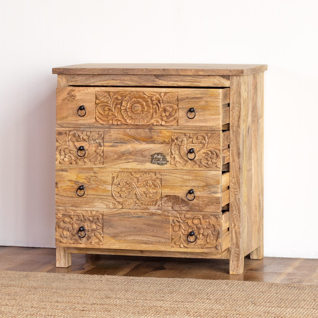 Vintage Carved Chest of Drawers - AB25FB-1-11