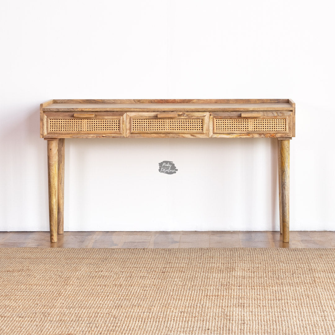 Console Rattan Table Three Draws