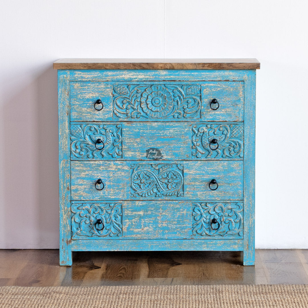 Vintage Carved Chest of Drawers - AB25FB-1-11