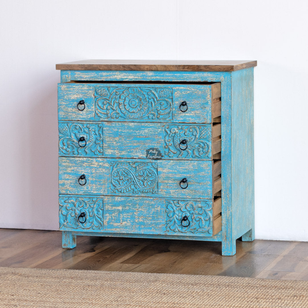 Vintage Carved Chest of Drawers - AB25FB-1-11
