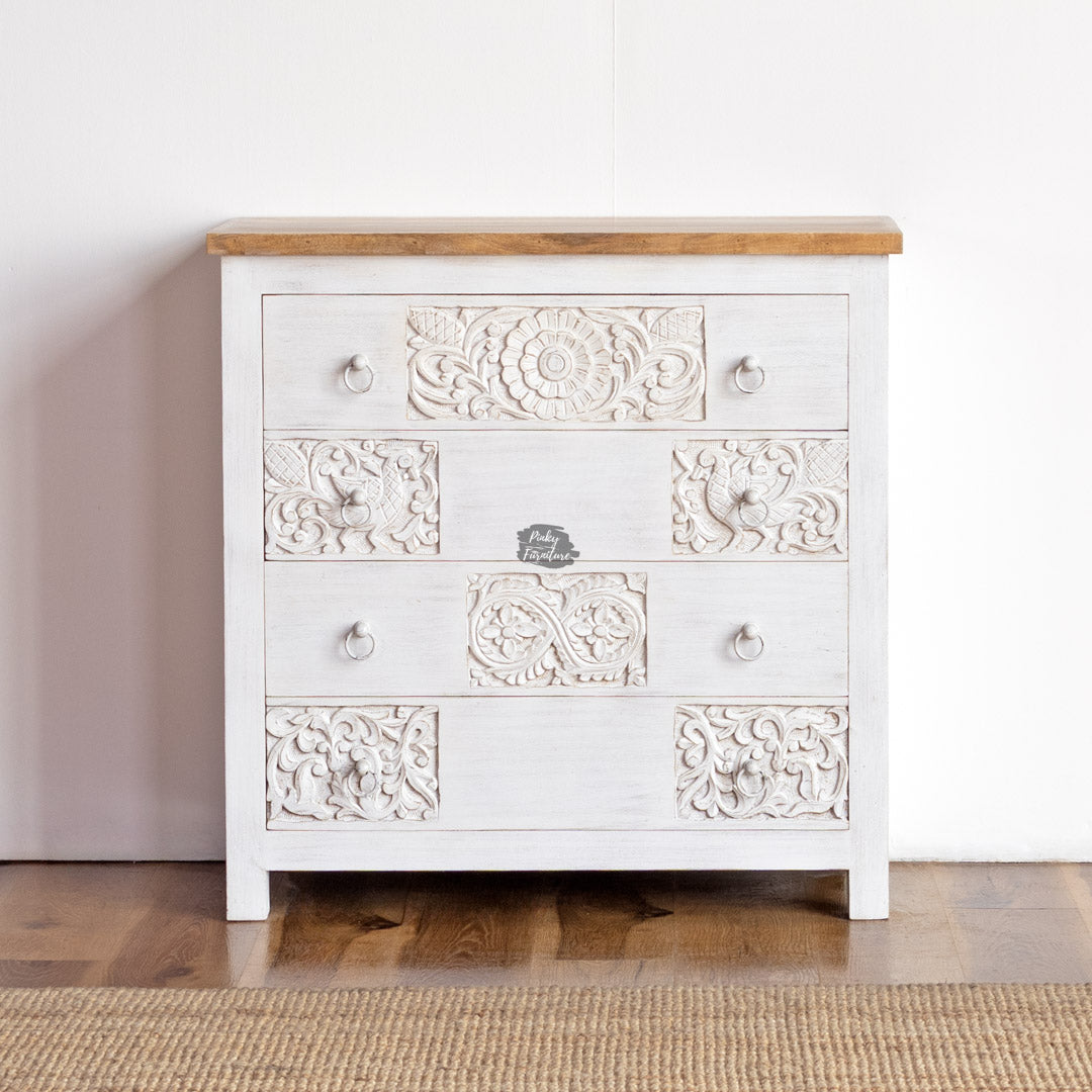 Vintage Carved Chest of Drawers - AB25FB-1-11