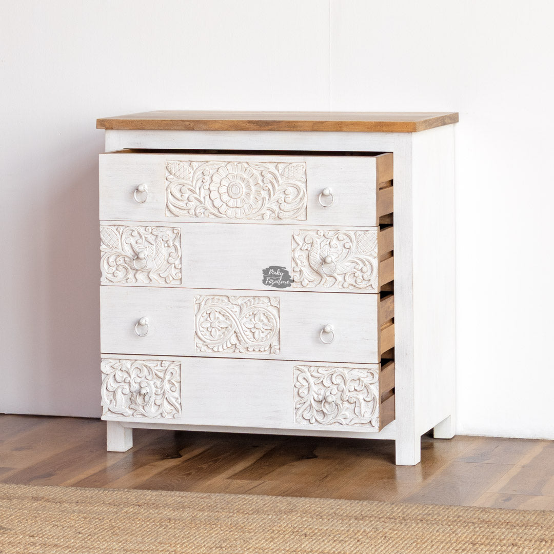 Vintage Carved Chest of Drawers - AB25FB-1-11
