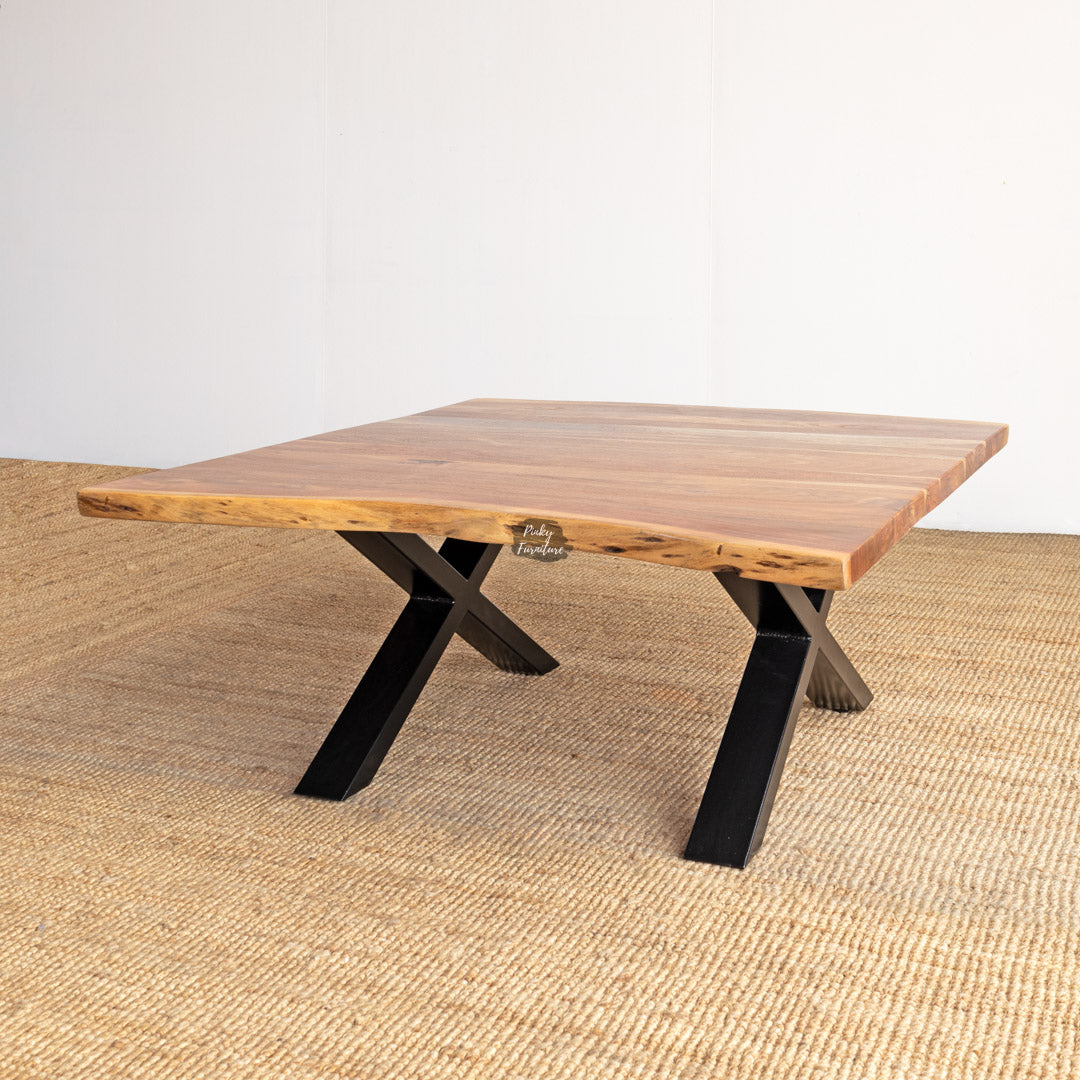 Coffee Table Sq Acacia Wood with Live Edge