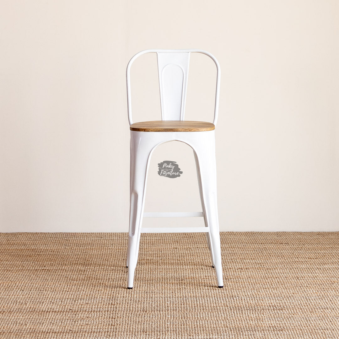 Bar Chair With Back Iron and Wood Design