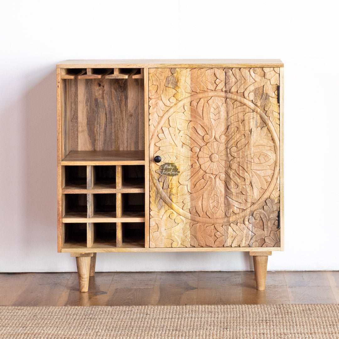 Wine Cabinet Carved Door Design