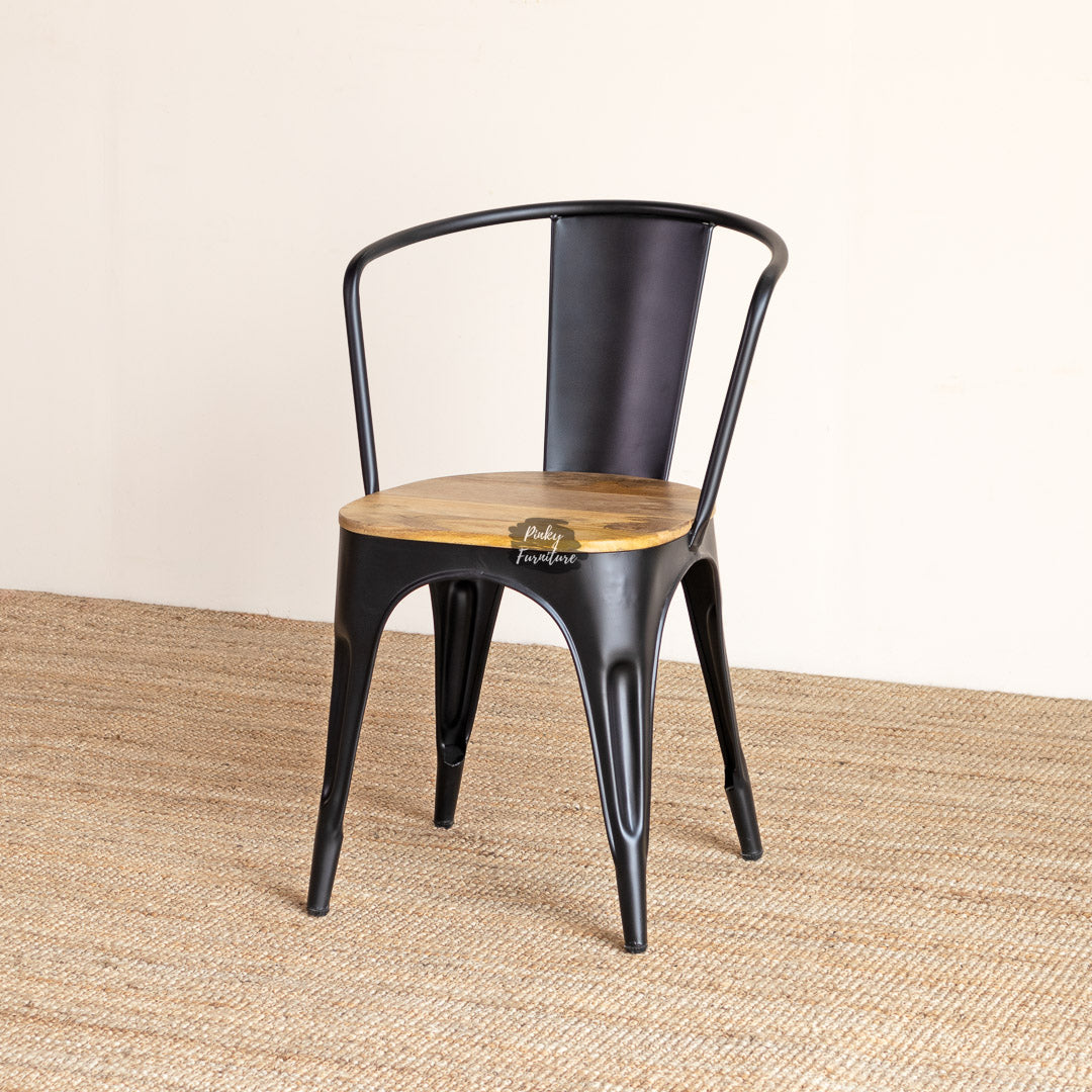 Dining Arm Chair Iron and Wood Design