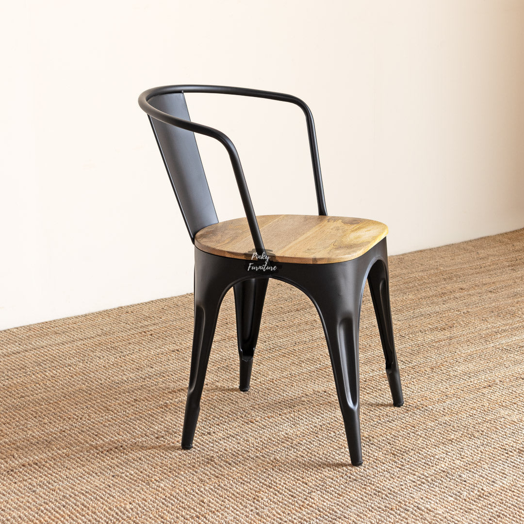 Dining Arm Chair Iron and Wood Design
