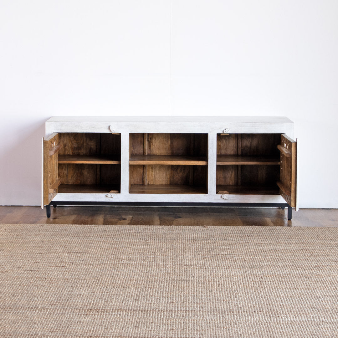 TV Cabinet AB25MY-1-7 – Contemporary Elegance with Intricate Carving
