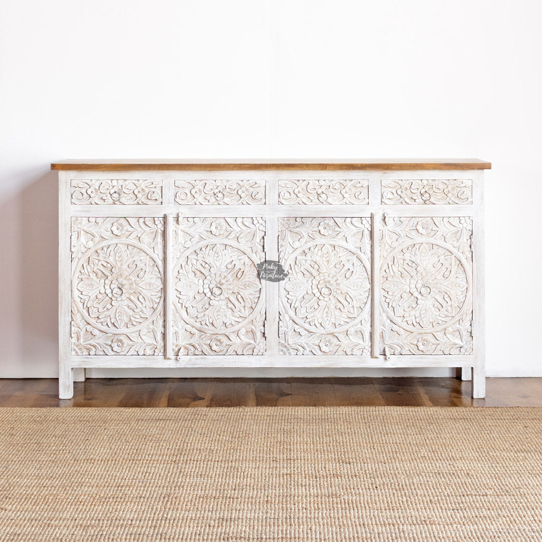 Sideboard Carved Door 4 Draw 4 Door Design
