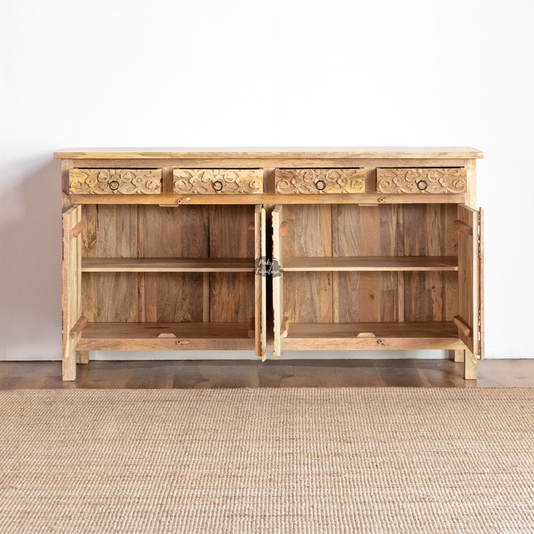 Sideboard Carved Door 4 Draw 4 Door Design