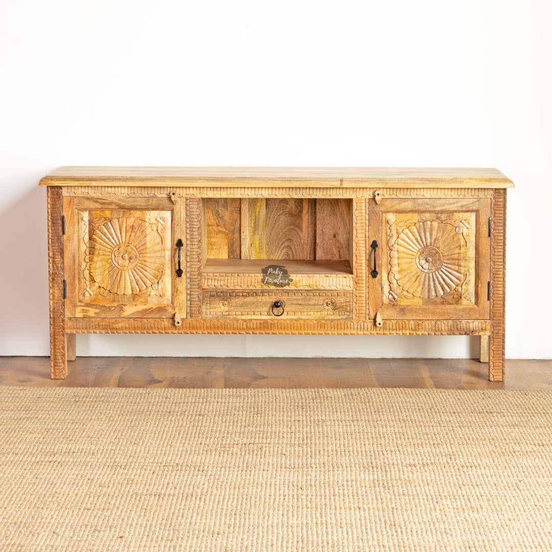 TV Cabinet Carved Door Design