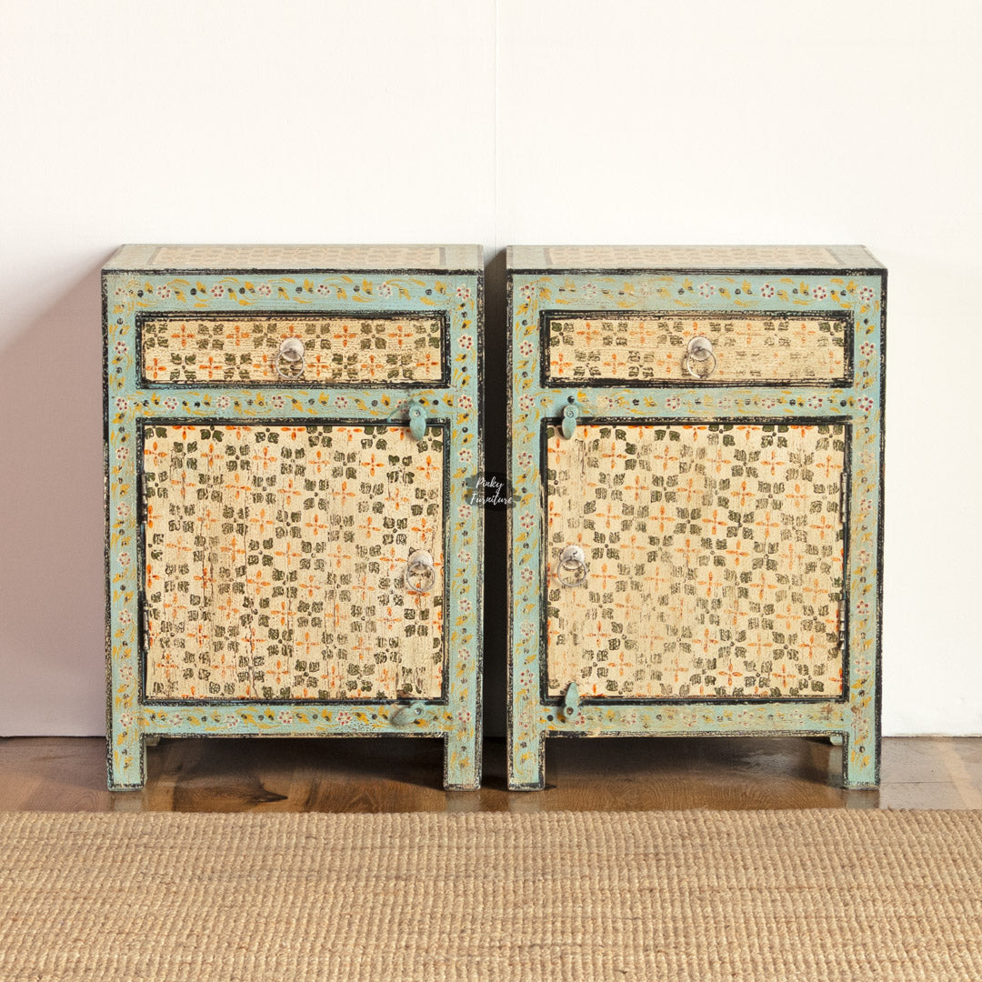 Bedside Table Painted Set of 2