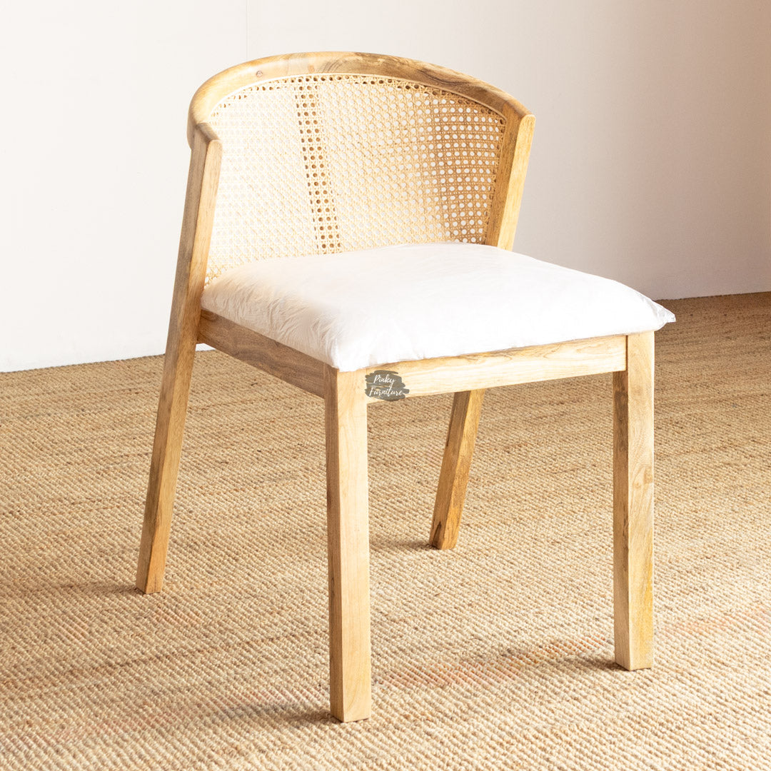 Wood Dining Chair Rattan Half Round Design – Pinky Furniture Nov LLC