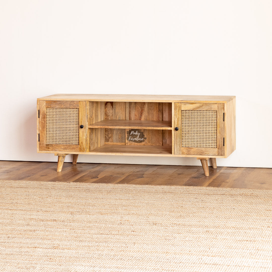 TV Cabinet Rattan Design – A Blend of Natural Texture and Minimalist
