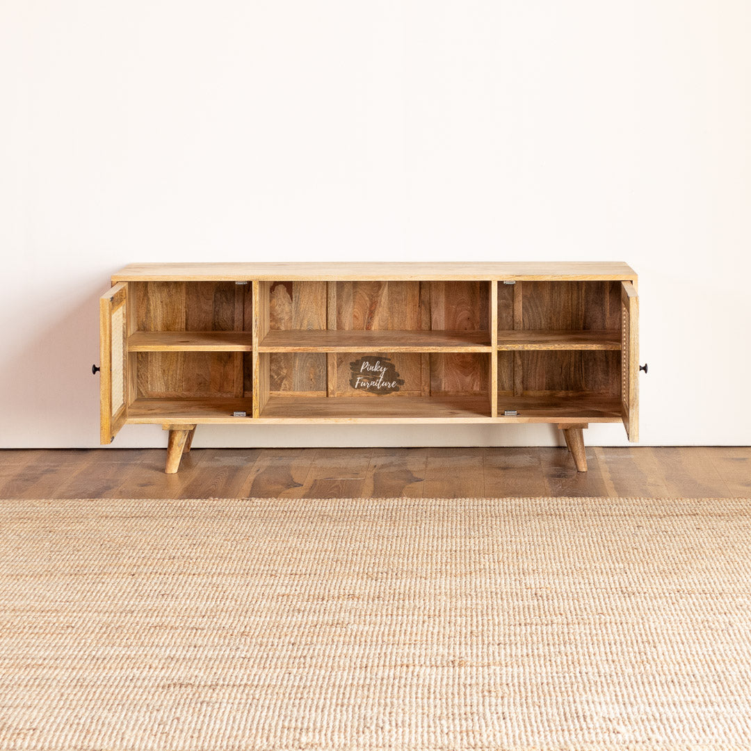 TV Cabinet Rattan Design – A Blend of Natural Texture and Minimalist