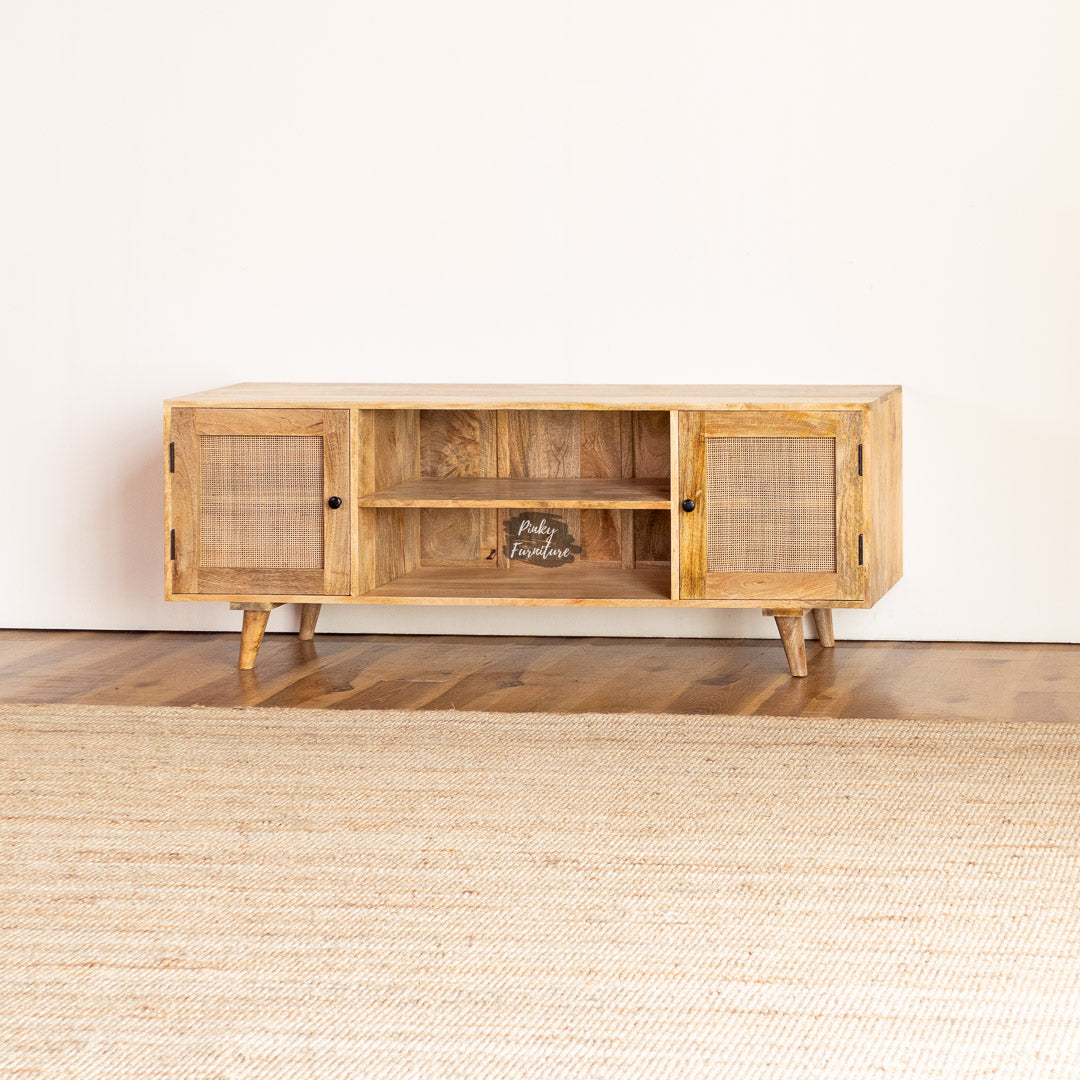 TV Cabinet Rattan Design – A Blend of Natural Texture and Minimalist