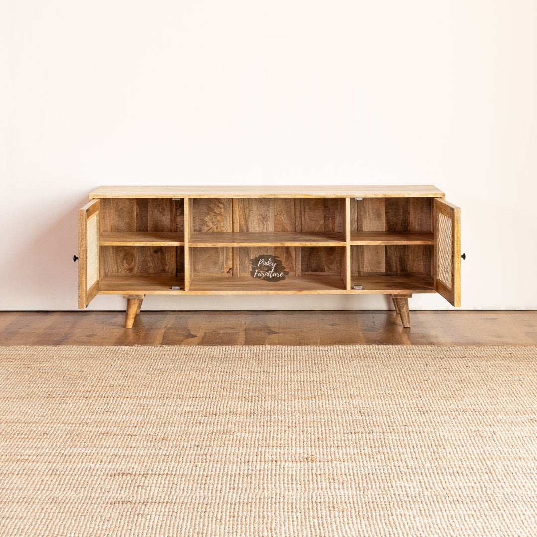TV Cabinet Rattan Design – A Blend of Natural Texture and Minimalist