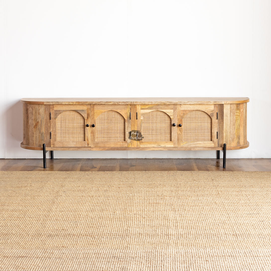 TV Cabinet Rattan Door Design
