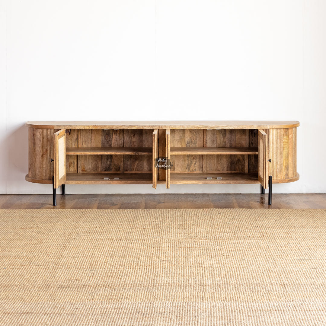 TV Cabinet Rattan Door Design