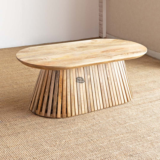 Oval wood coffee table