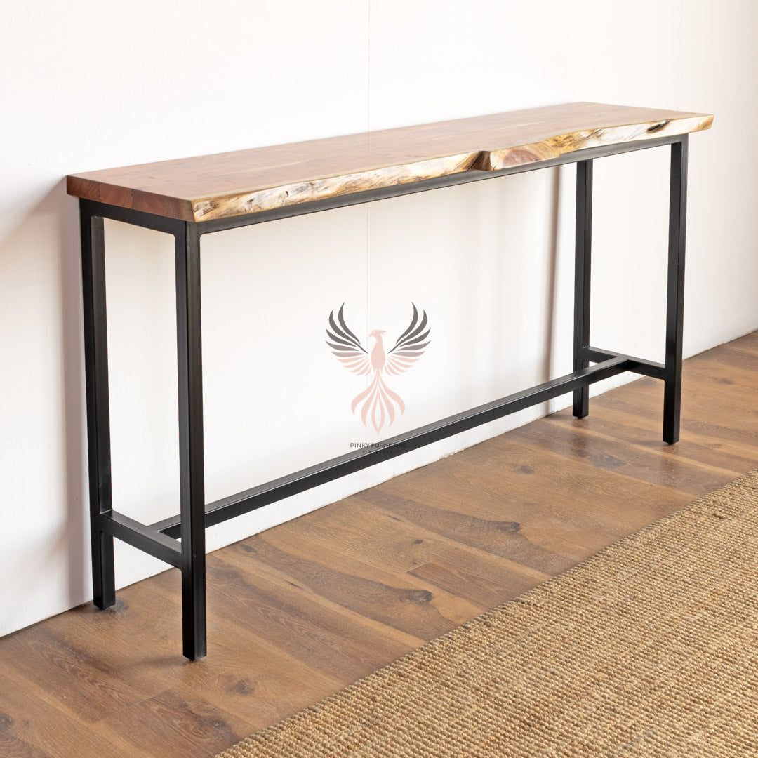 Console Table Acacia Wood Industrial Design