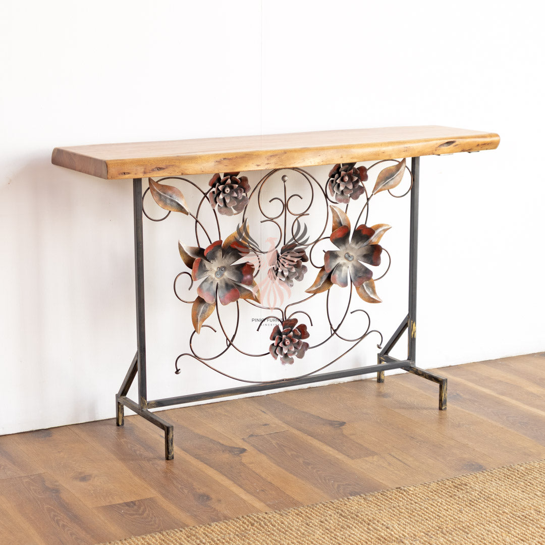 Console Table Acacia Wood Industrial Design