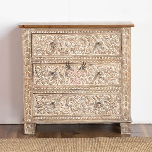 Wooden Chest of Drawers Carved Draw Design