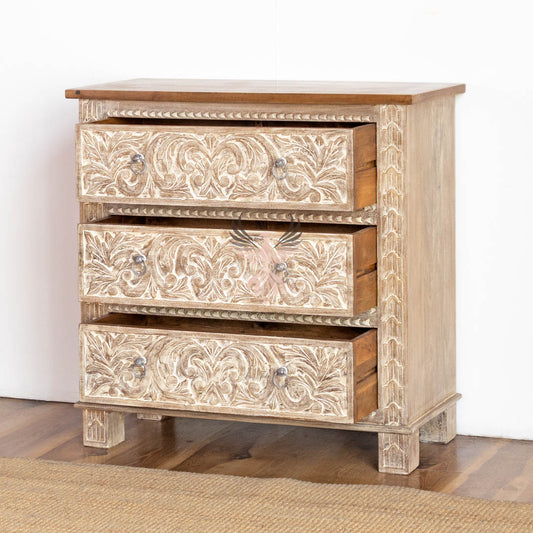 Wooden Chest of Drawers Carved Draw Design