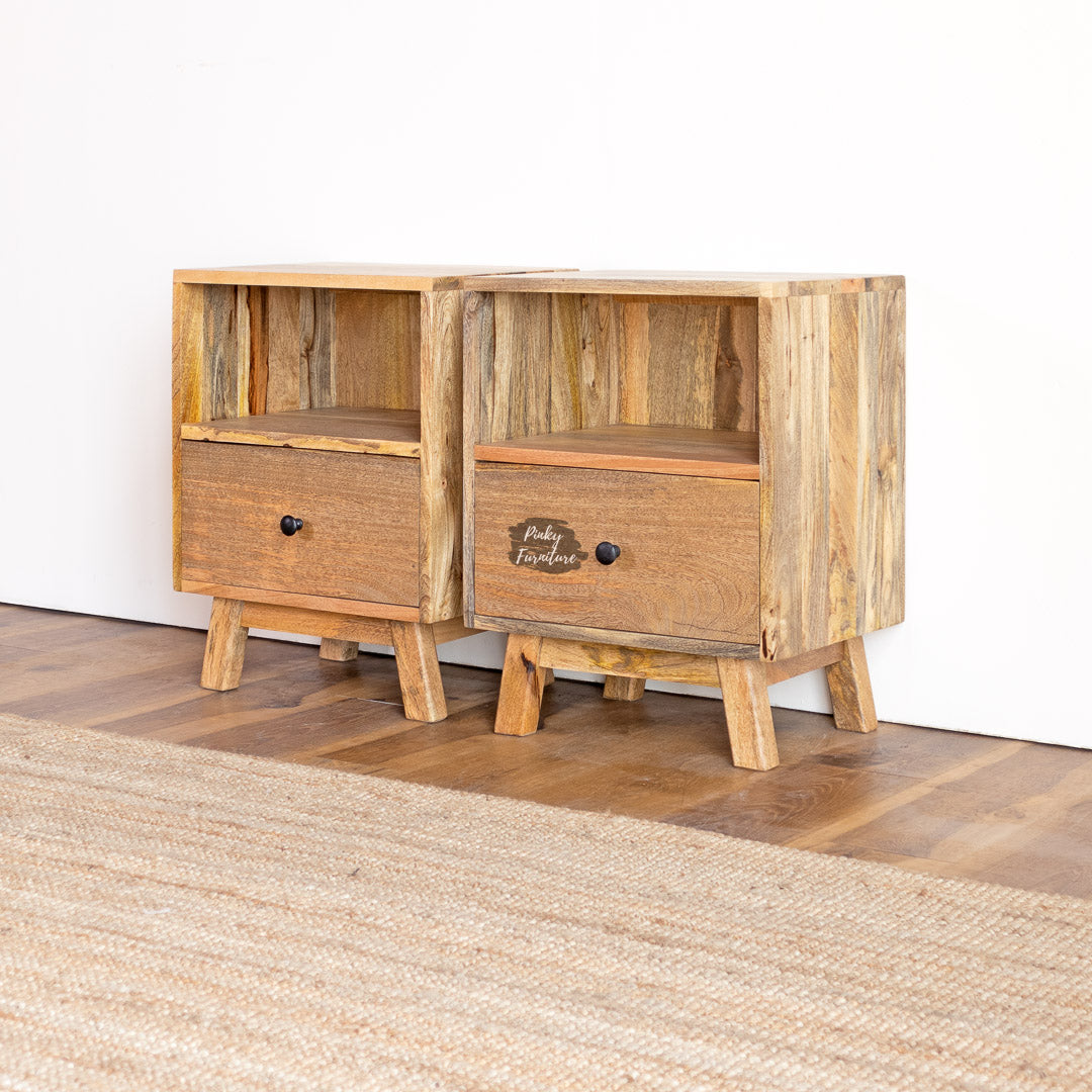Nightstand Set of 2 Plain Design