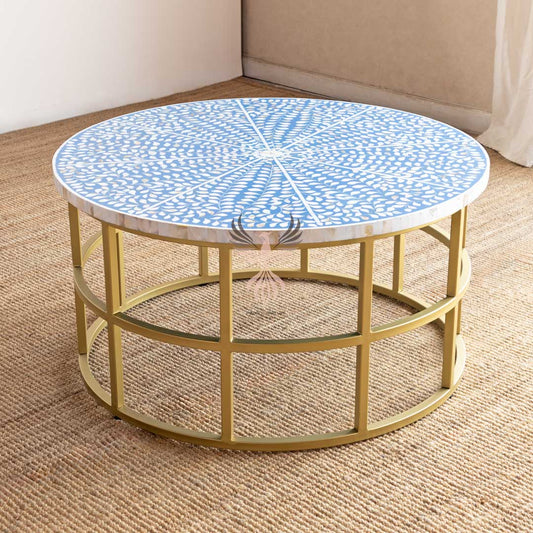 Coffee Table Mother of Pearl Round Design