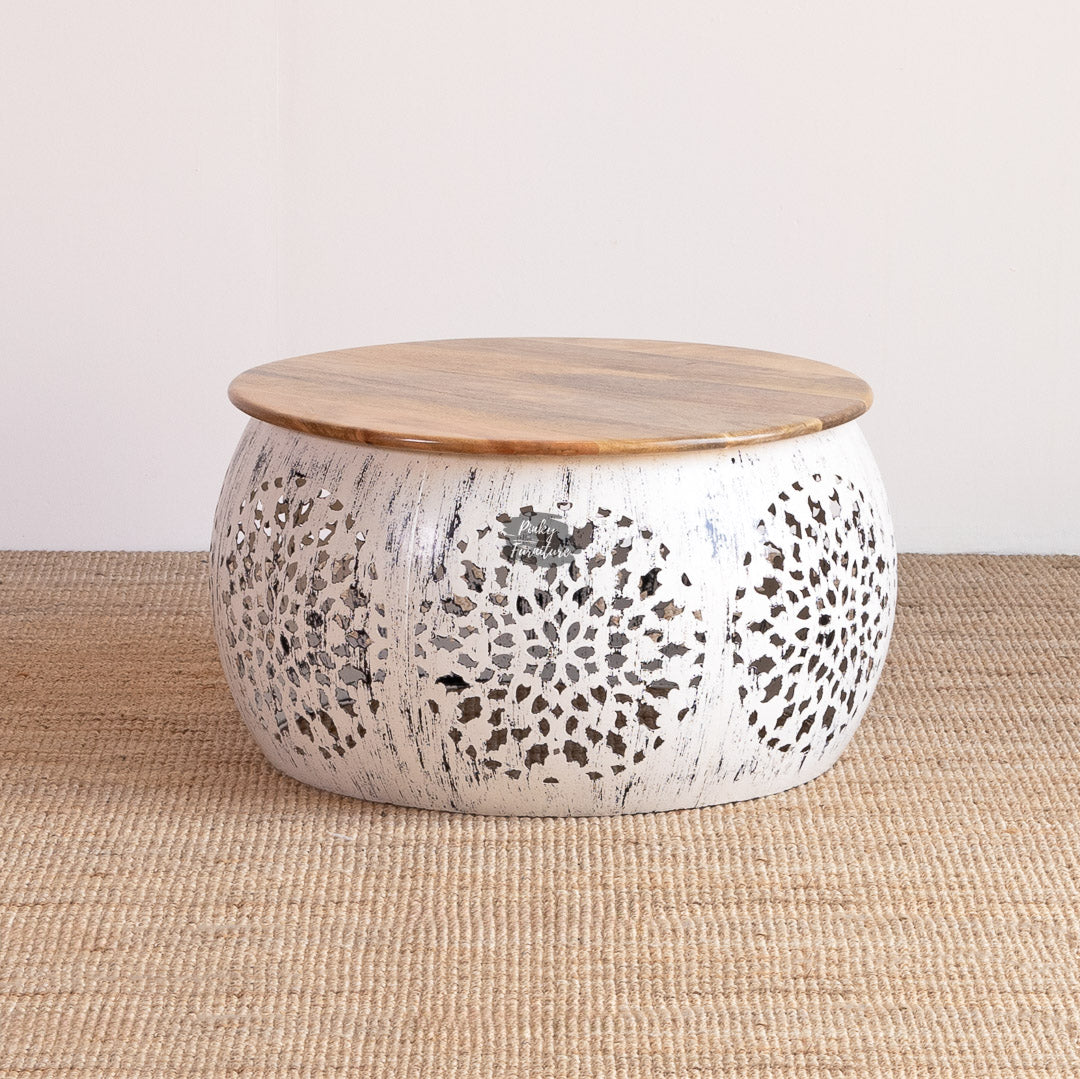 Coffee Table Round Shabby Chic Design