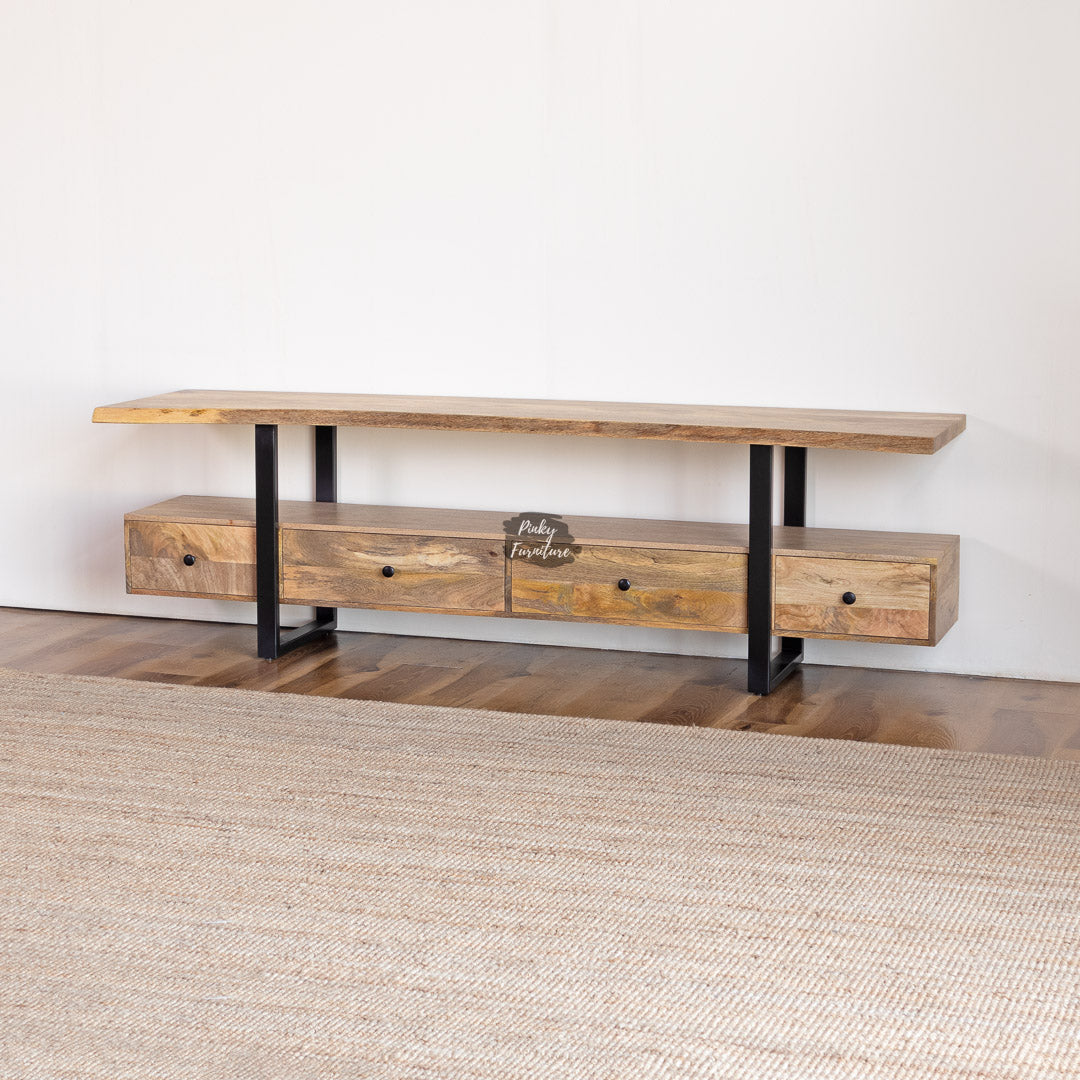 TV Cabinet Mango Live Edge – A Bold Fusion of Nature and Industrial Style