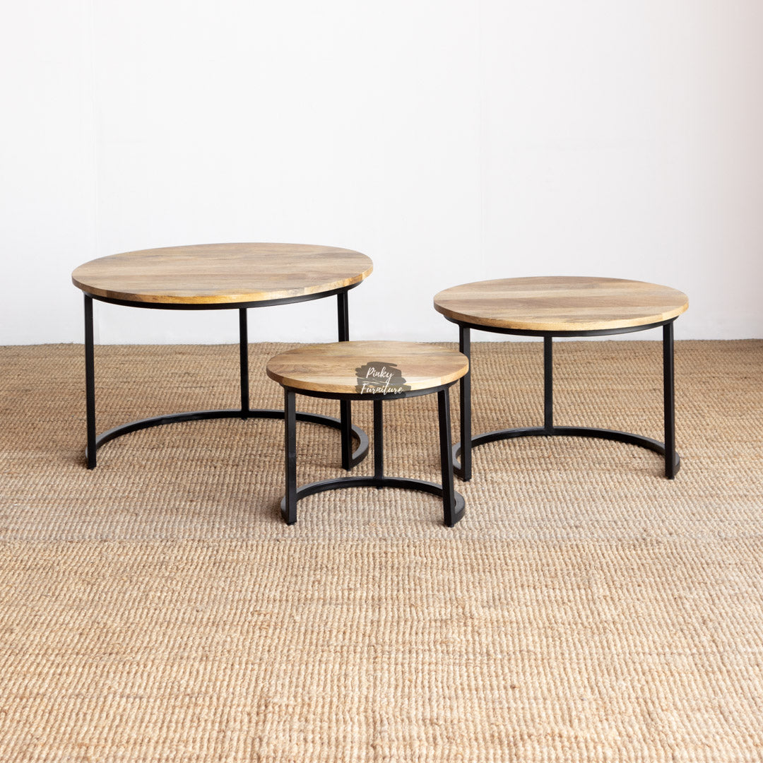 Side Table Round Set of 3