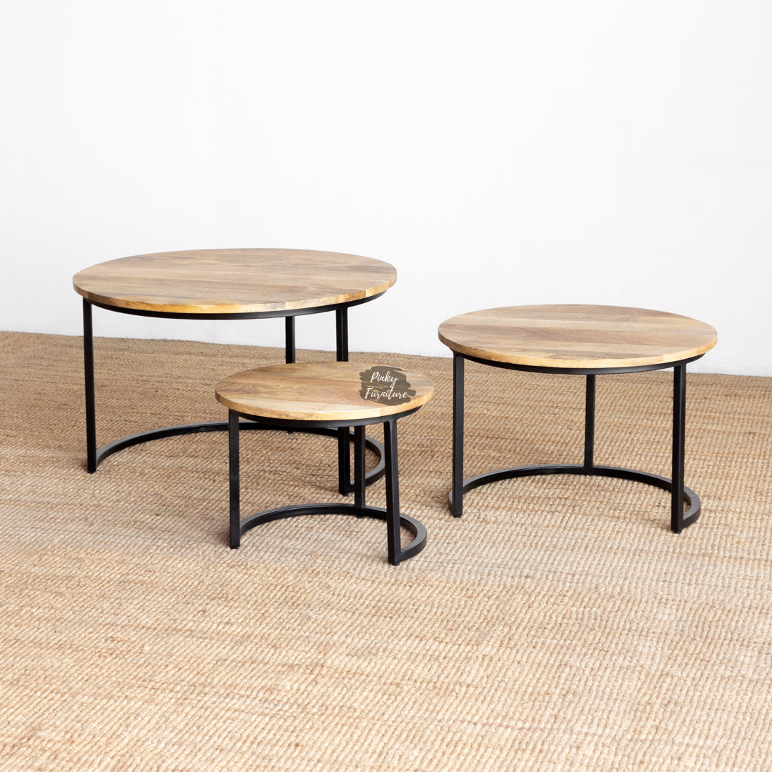 Side Table Round Set of 3
