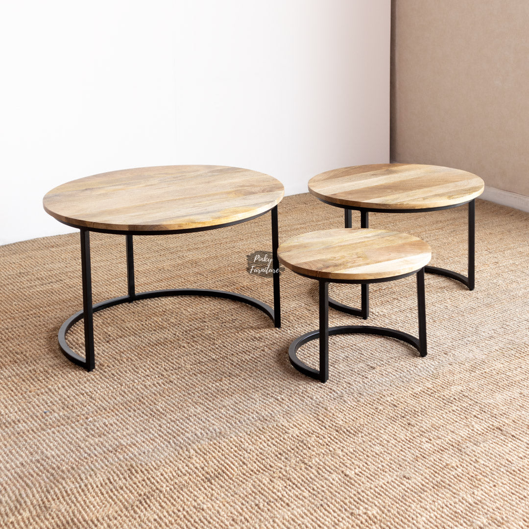 Side Table Round Set of 3
