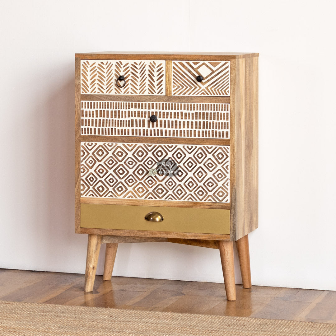 Handcrafted Boho 5-Drawer Cabinet - AB25AP-1-14