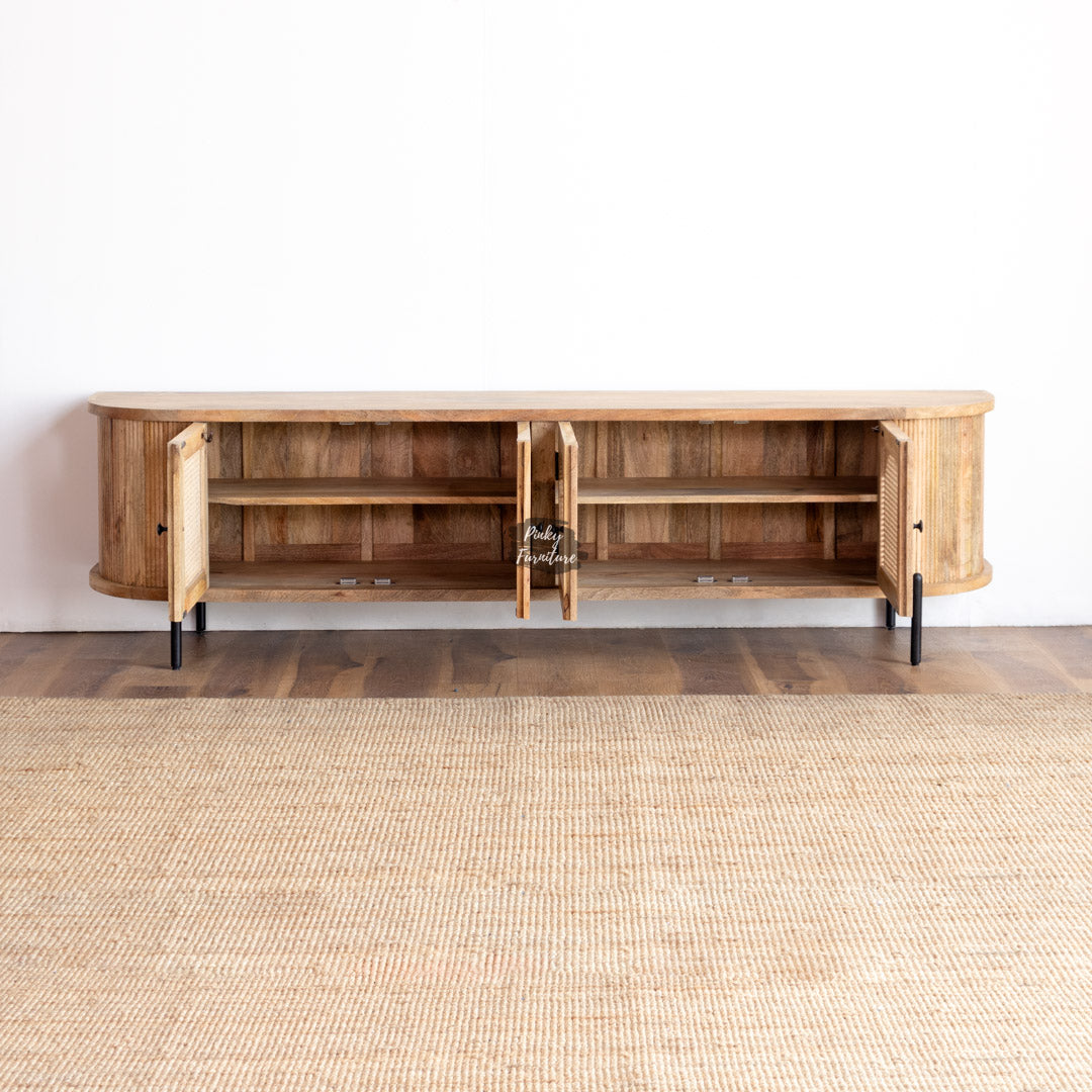 TV Cabinet Rattan Door Design