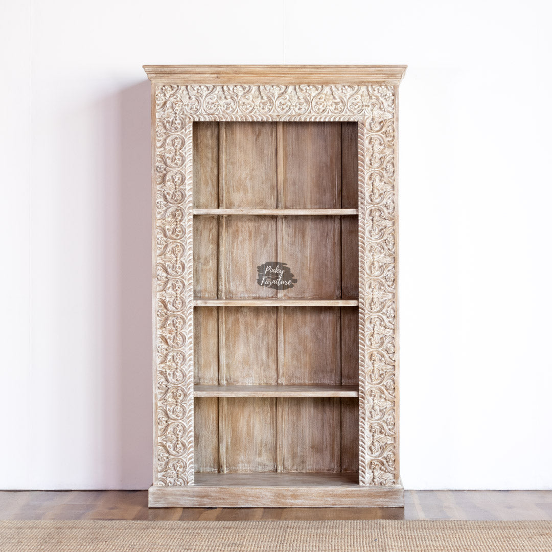 Bookshelf Carved Limewash Color – AB24OC-3-12
