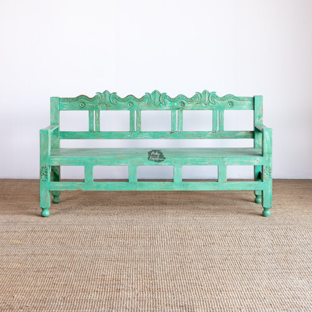 Antique Wooden Bench AB24DC-2-17 – Hand-Carved Charm for Your Home