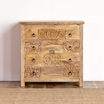 Vintage Carved Chest of Drawers - AB25FB-1-11