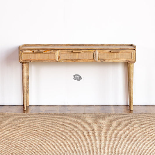 Console Rattan Table Three Draws