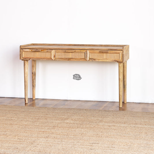 Console Rattan Table Three Draws