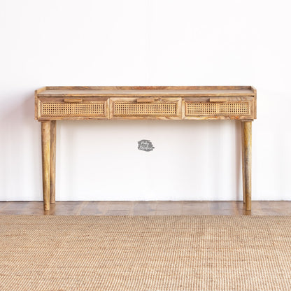 Console Rattan Table Three Draws