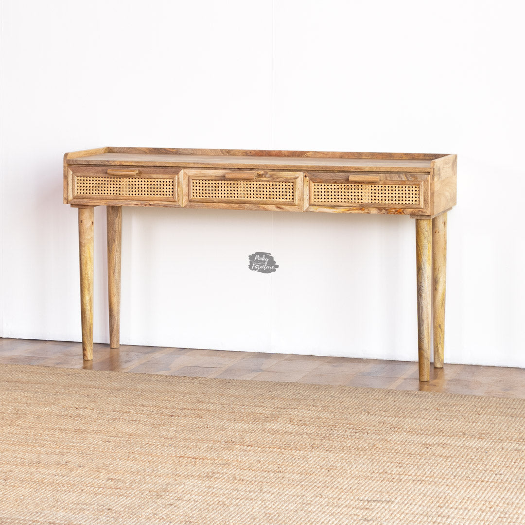 Console Rattan Table Three Draws