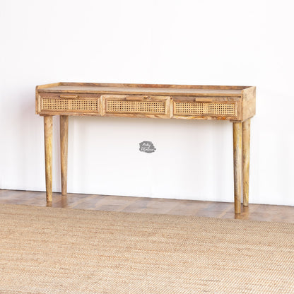 Console Rattan Table Three Draws