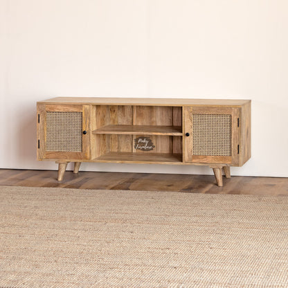 TV Cabinet Rattan Design – A Blend of Natural Texture and Minimalist