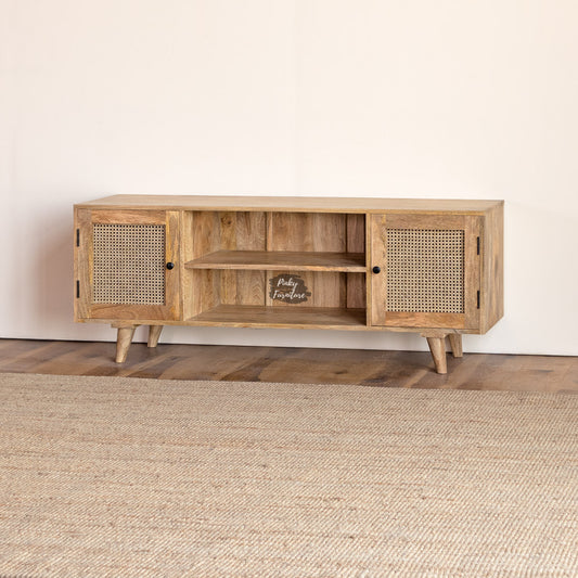 TV Cabinet Rattan Design – A Blend of Natural Texture and Minimalist