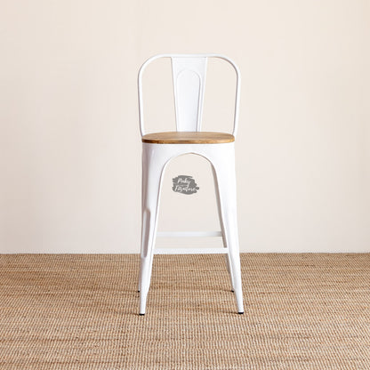 Bar Chair With Back Iron and Wood Design
