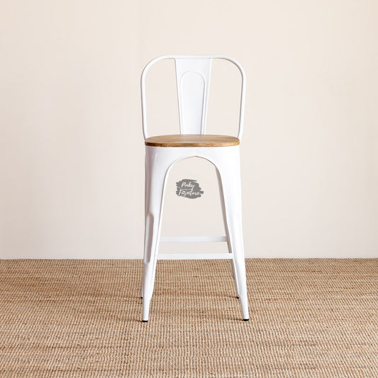 Bar Chair With Back Iron and Wood Design